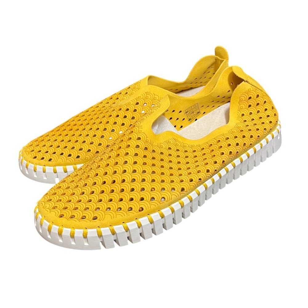 Ilse Jacobsen Tulip 139 Perforated Sneaker Slip On Shoes Yellow 42 US 11.5 Women